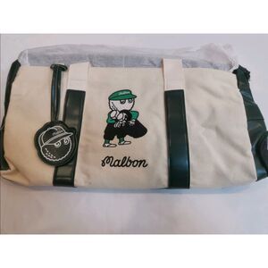 Malbon Golf Boston Bag White Green Large Capacity